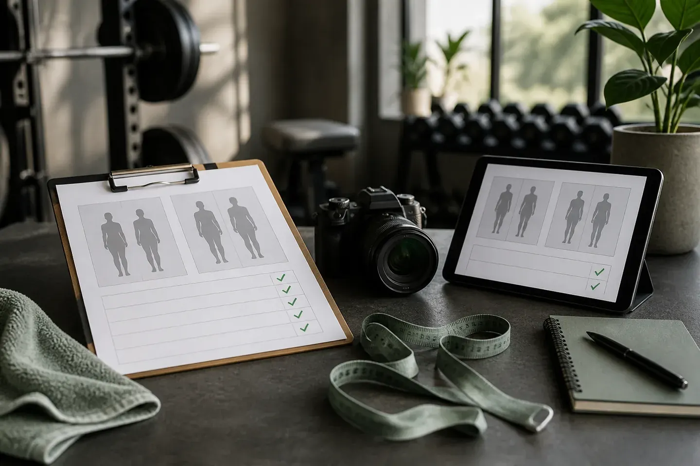 Gym operator reviewing permission, evidence, editing, context, and placement for a transformation post