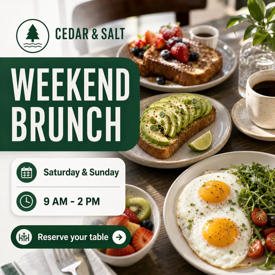 Finished weekend brunch social post for the fictional Cedar and Salt restaurant