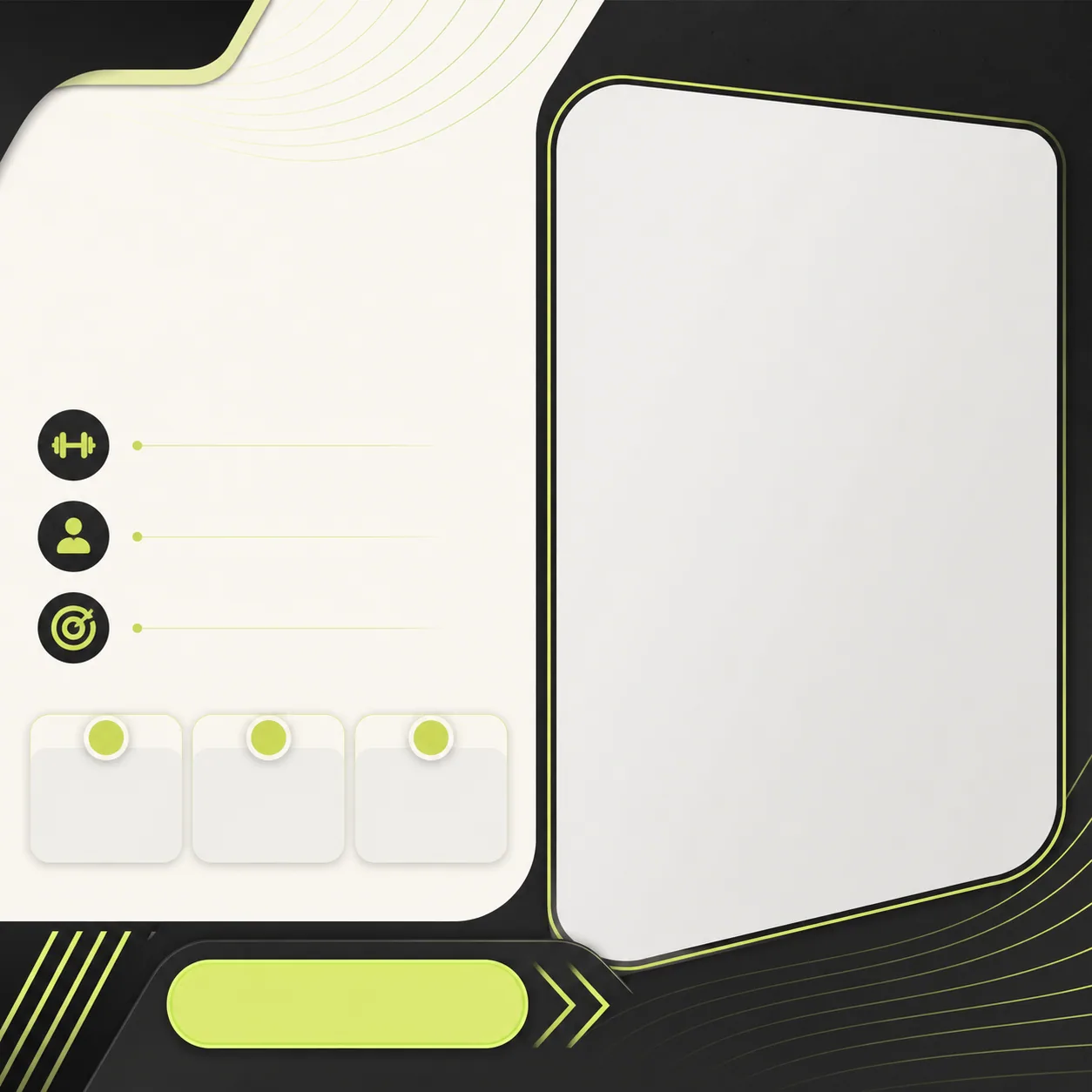 Blank fitness free consult DIY template with photo, consult copy, CTA, and logo zones