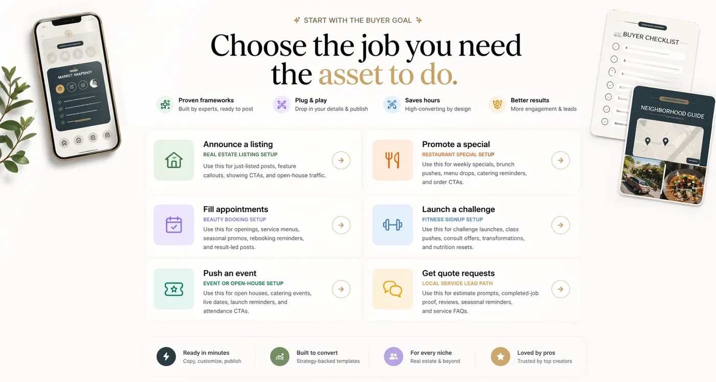 Goal-based marketing content preview for local business posts